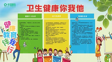 卡通卫生健康公益展板