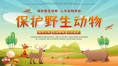 保护野生动物海报展板