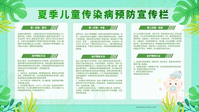 小清新夏季儿童传染病医疗卫生展板