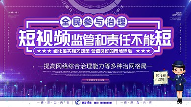 简约风短视频监管展板