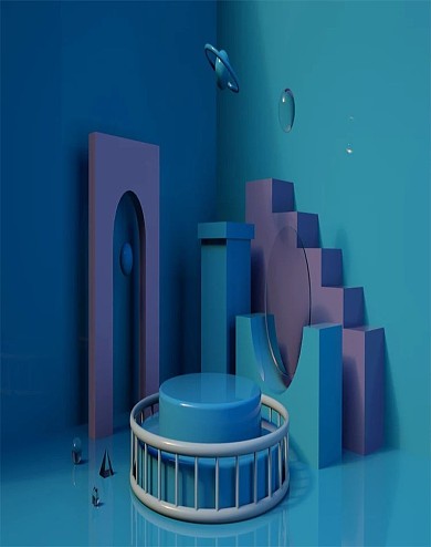 原创C4D蓝色场景美妆家装家具洗护海报