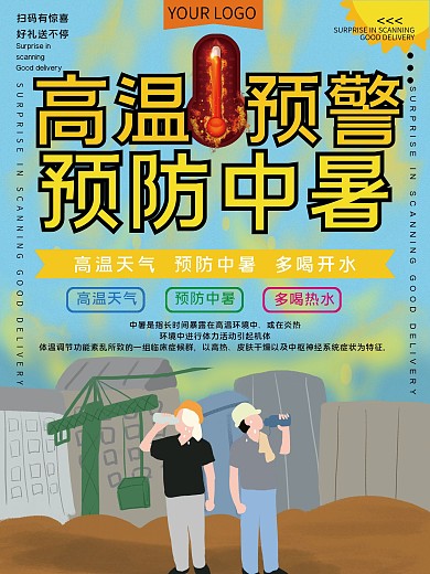 高温预警预防中暑公益宣传海报