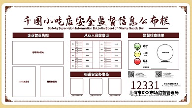 古风小吃店系列信息公示栏