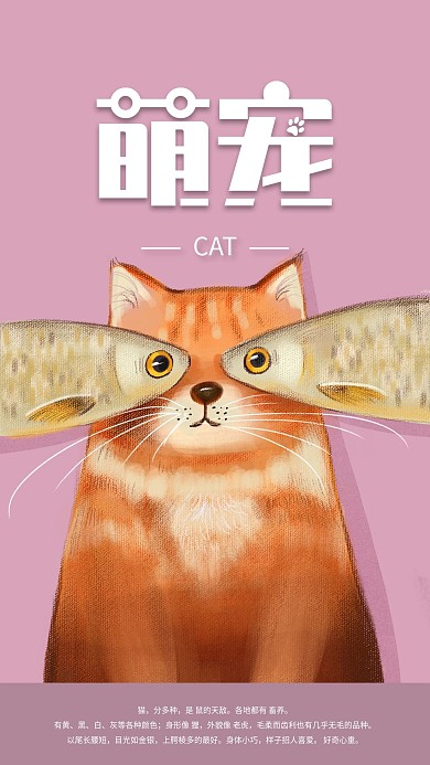 可爱猫咪萌宠手机海报配图