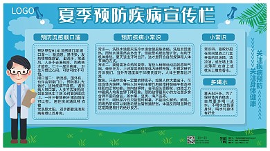 最新夏季预防疾病宣传栏小清新展板模板