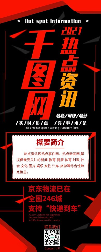 热点资讯黑红商务简约新闻头条信息长图