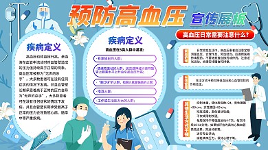慢性病预防高血压健康卡通科普内容型展板