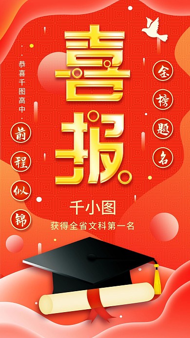 原创高考喜报简约喜庆手机海报