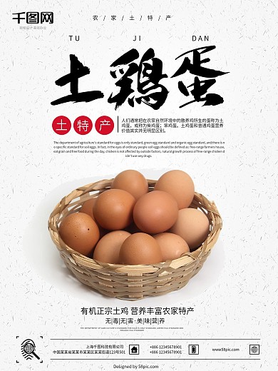 高端简洁农家土鸡蛋海报