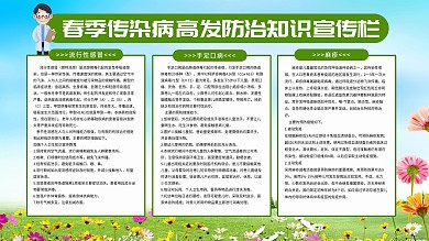 绿色清新简约春季传染病高发防治知识宣传栏