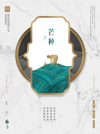 中国风简约高雅芒种传统节气海报