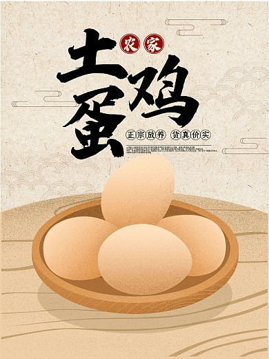 正宗农场放养土鸡蛋原创手绘海报