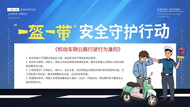 创意简约一盔一带安全守护行动展板