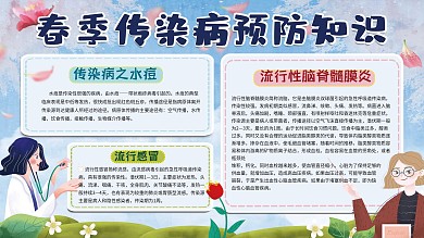 春季手绘卡通可爱清新卫生预防疾病展板