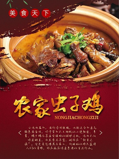 海报农家虫子鸡美食