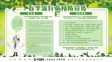 小清新春季流行病预防宣传栏海报展板