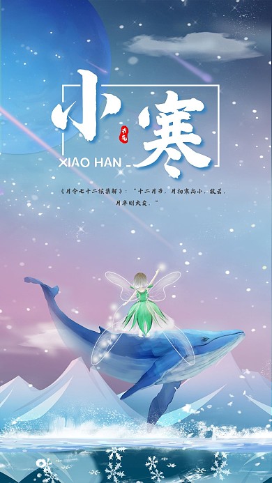 二十四节气小寒唯美画面手机海报