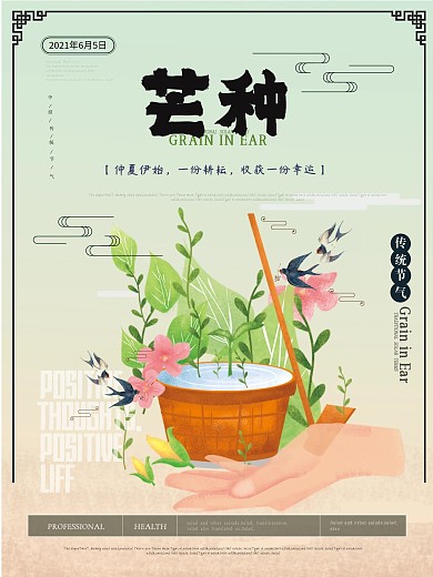 小清新简约芒种节气海报