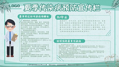 绿色清新最新夏季传染病预防宣传栏展板模板