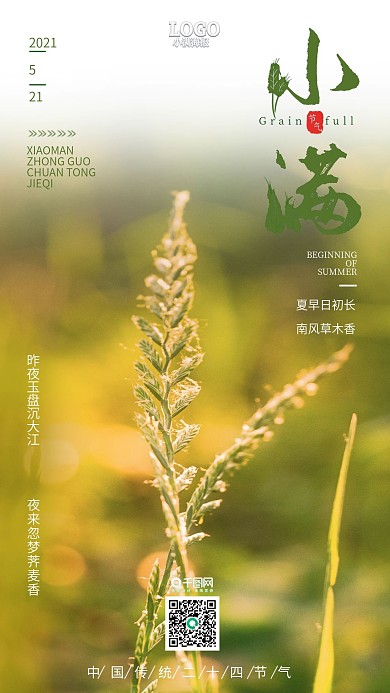 小满节日节气手机海报