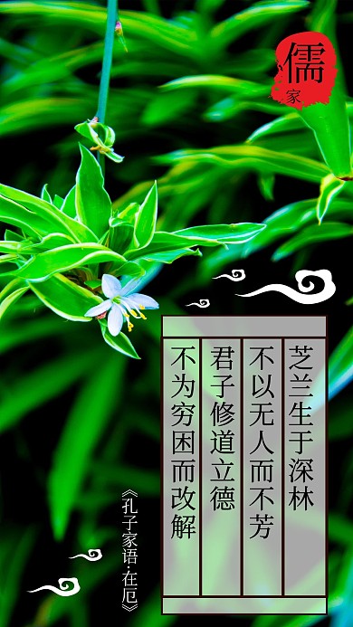 原创儒家思想君子如兰空谷幽香简约手机用图