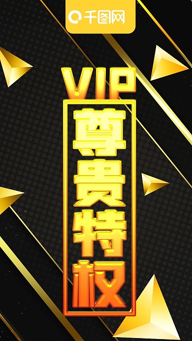 VIP尊贵特权黑金手机海报