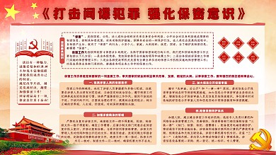 党建风加强反间谍意识保密内容宣传展板模板