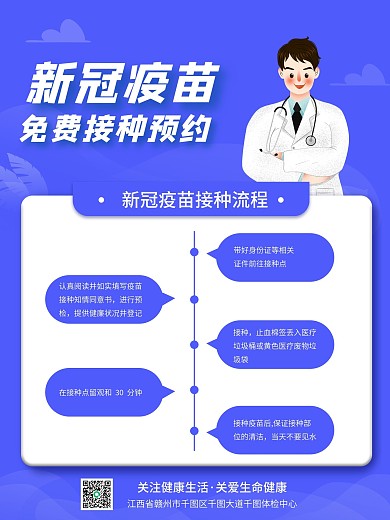 新冠疫苗接种流程图海报