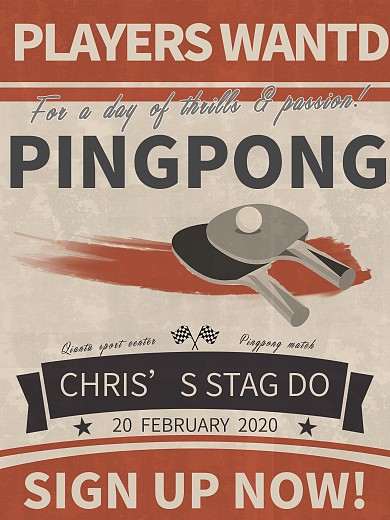 原创复古风乒乓球大赛宣传海报