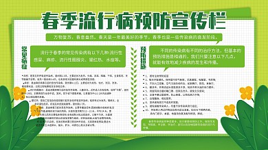 原创插画简约春季流行病预防宣传栏海报展板