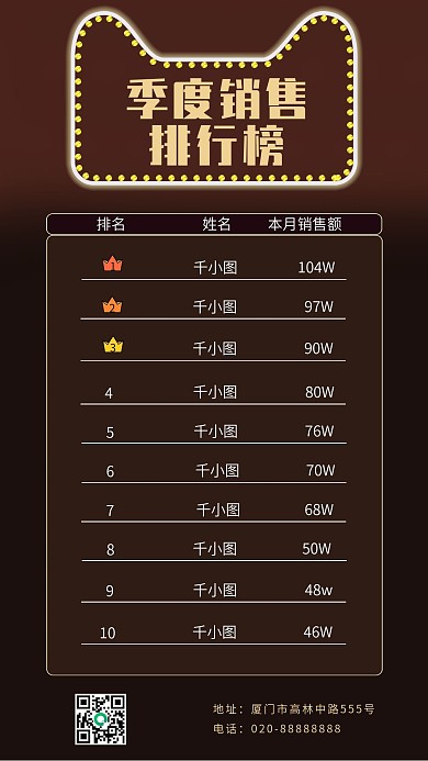 排行榜单销售团队排名手机海报