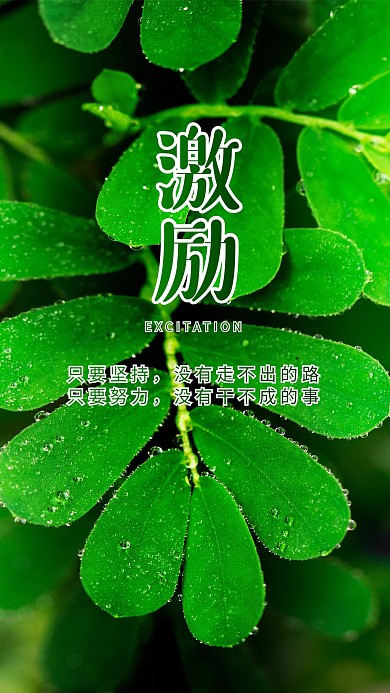 激励绿色清新叶子植物