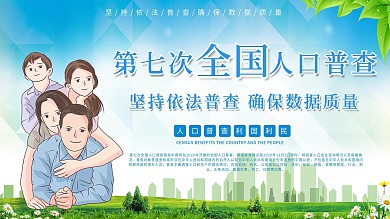 第七次全国人口普查政府政策口号标语展板