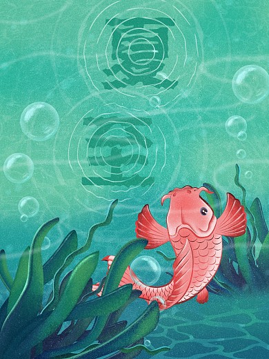 二十四节气夏至水波纹艺术字主题海报