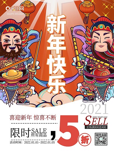 新年元旦商场促销海报