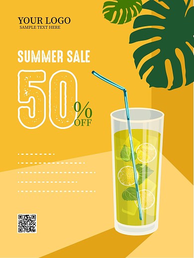 夏季冷饮促销海报设计矢量