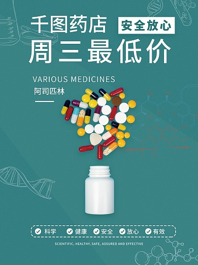 医药简约促销海报
