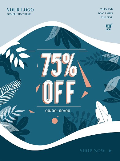 跨境电商折扣促销海报设计矢量