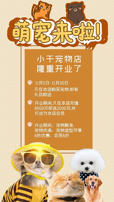 宠物店海报宠物开店