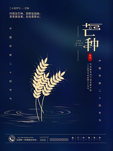 简约留白二十四节气芒种海报