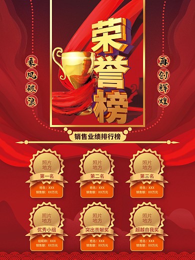 原创业绩荣誉榜海报