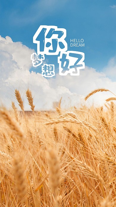 手机海报小麦大麦稻谷麦子蓝天白云