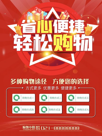 超市多种购物方式说明海报