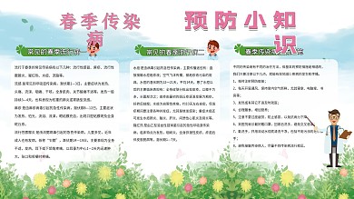 清新花草春季传染病预防宣传栏展板