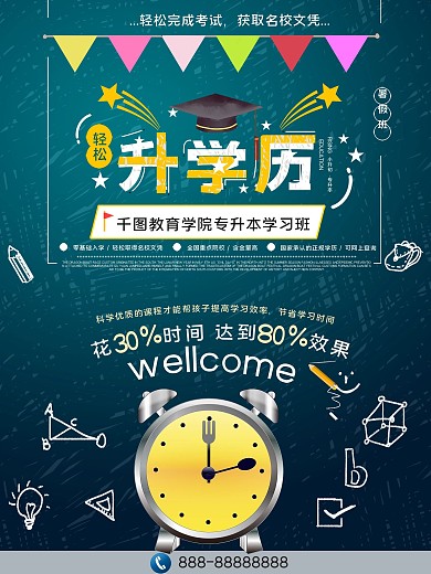 黑板辅导班专升本招生海报