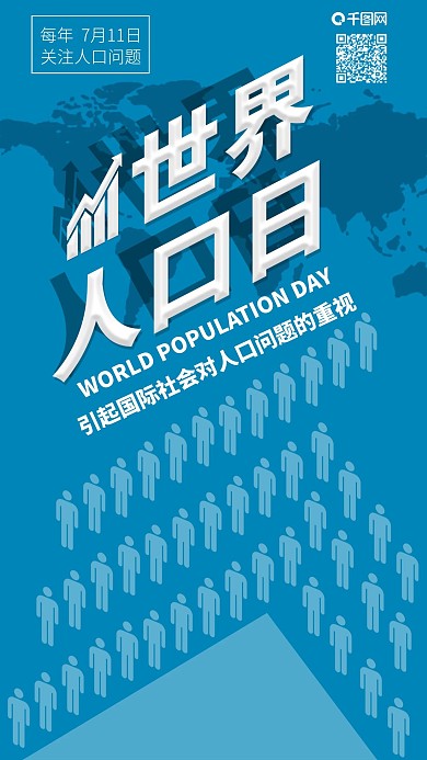 原创世界人口日关注人口问题手机海报