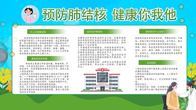 绿色卡通可爱预防肺结核宣传栏