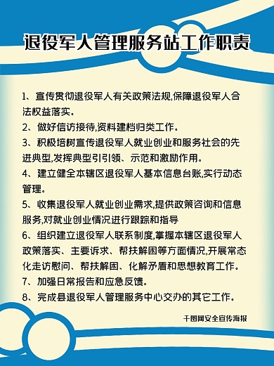 退役海报军人管理服务站工作制度职责公益