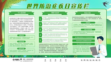 插画风世界防治疟疾日内容型宣传栏展板
