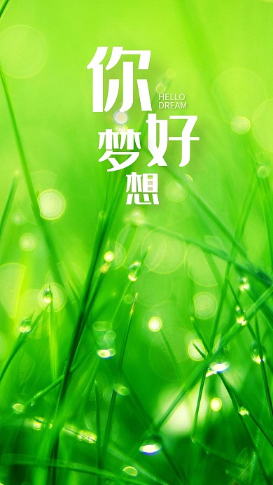 手机海报绿色小草水珠露珠草地植物